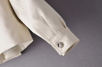 móda bežné ženy PU kožené bundy 2020 jar elegantné biele dámske kabáty streatwear lístkového rukáv žena bunda dievčatá kabát 5