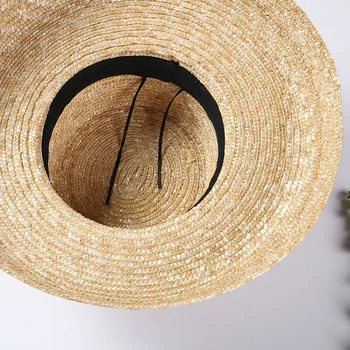 Módne Leto Páse s nástrojmi Klobúk Slnko Spp Ženy Prírodné Pšenica Panama Slamené Klobúky, 10 cm Široký Okraj Dovolenku Pláž Hat Pre Dámy Slnko Spp 5