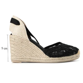 Kliny Sandále Pre Ženy 2021 Sapatos Mulher Tienda Soludos Spp Prst Classic Soft Členok-tie Čipky Espadrily Topánky Bežné  5