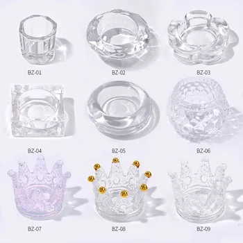 1pc Rainbow Crystal Clear Koruny Sklo Pohár Akryl Tekuté Jedlo Námestie Pohár Akryl Prášok Nail Art Tool Kit 5
