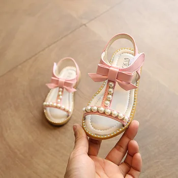 Dievča Sandále Letné Módy Deti, Baby, Dievčatá Bling Pearl Princezná Sandále pre Malé i Veľké Dievča Topánky Batoľa Dievča Ružové Sandále 5
