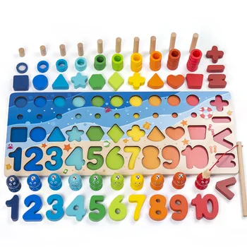 Deti Montessori Drevené Hračky Multifunkčné Rybárske Logaritmickej Rada Abeceda Zodpovedajúce Hra Puzzle Raného Vzdelávania Hračka 5
