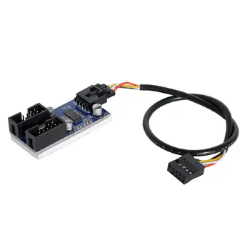 CY Doske 9pin USB 2.0 Hlavičke 1 až 2 Samica Predlžovací Kábel HUB Konektor Adaptéra Port Multilier 5