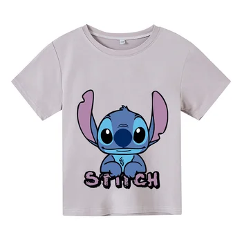 Harajuku Kawaii Disney Roztomilý Tlač Chlapci a Dievčatá T-shirt Lilo a Stitch T-shirt Camiseta Baby okolo Krku Príležitostné Voľné Celkom 5