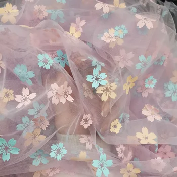 150x100cm Cherry Blossom Tylu Textílie Iluzórne Patern Oka Pre DIY Baby Girl Sukne hlavový most Ručné Šitie Narodeninovej Party Decor 5