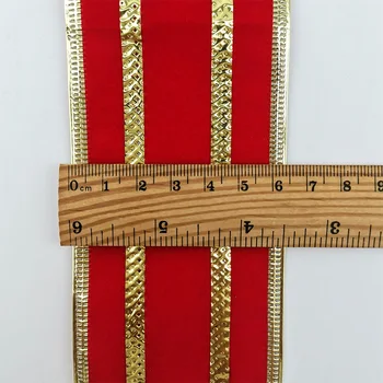 (2 m/roll) 65mm Červené Zlato Prekladané Páse s nástrojmi Vianočné Dekorácie Dovolenku Darčekové Balenie Luk, Takže Ručné DIY Remeslá 5
