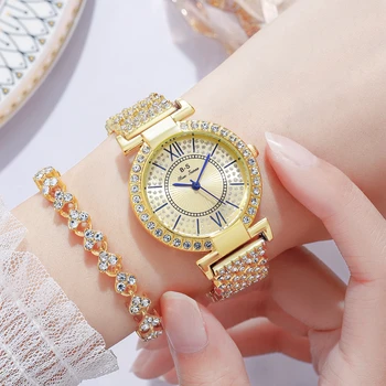 Dámske Módne Luxusné Vznešené Diamantových Dizajn Hodiniek Bežné Kúzlo Náramok Hodinky Pre Ženy, Dámy Quartz Hodinky reloj mujer 5