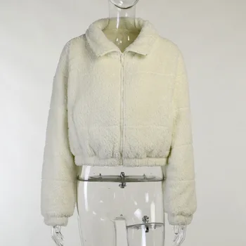 2021 Zimné Teddy Bunda Fleece Sweatershirt Sherpa Rúna Nadrozmerné Načechraný Kabát Na Jeseň V Zime Teplé Bundy Žena Nový Kabát 5