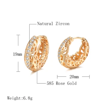 SYOUJYO Nové Duté Rose Gold Color Okrúhle Náušnice pre Ženy, Luxusné Dizajnér Prírodné Zirkón Módne OL Každodenné Jemné Šperky Dary 5