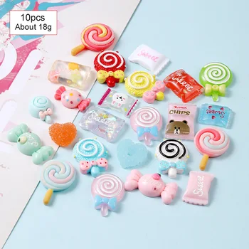10Pcs/Veľa Kawaii Živice Nail Art Charms Šťastný Kvet Jelly Gummy Mix Sweet Candy 3D Dekorácie Nechtov DIY Luxusné Nechty Príslušenstvo 5