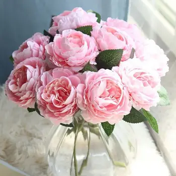 Single-Hlava Western Rose Core Pivónia Umelý Kvet Pôvodné Domáce Dekorácie, Svadobné Kytice Falošné Kvet 5